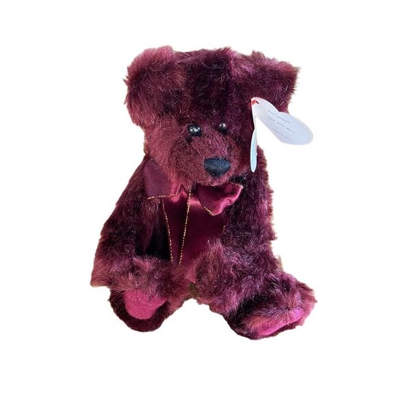1993 Ty Attic Treasures Beargundy Bear Plush Stuffed Animal - Picture 1 of 10